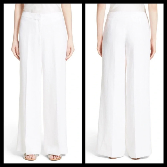 Lafayette 148  White Linen Menswear Pants size 16 - Picture 3 of 10